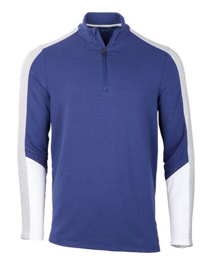 Boxercraft Perfect Quarter-Zip Pullover BM5203 #color_Navy/ Oxford Heather/ White