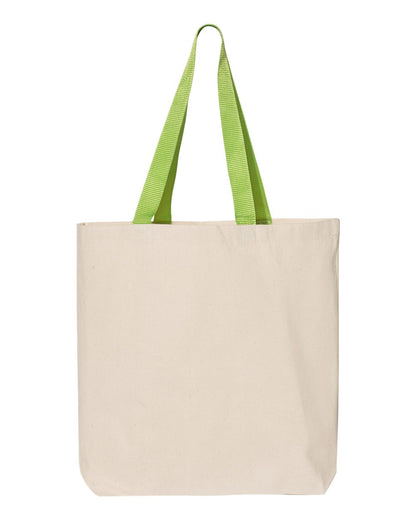 Q-Tees 11L Canvas Tote with Contrast-Color Handles Q4400 #color_Natural/ Lime