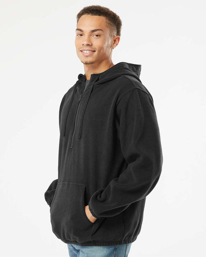 Burnside Polar Fleece Quarter-Zip Hooded Pullover 3600 #colormdl_Black