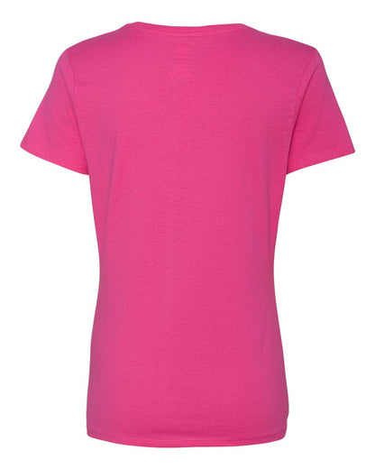 Hanes Women's Perfect-T V-Neck T-Shirt S04V #color_Wow Pink