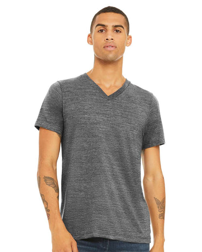 BELLA + CANVAS Textured Jersey V-Neck Tee 3655 #colormdl_Asphalt Slub