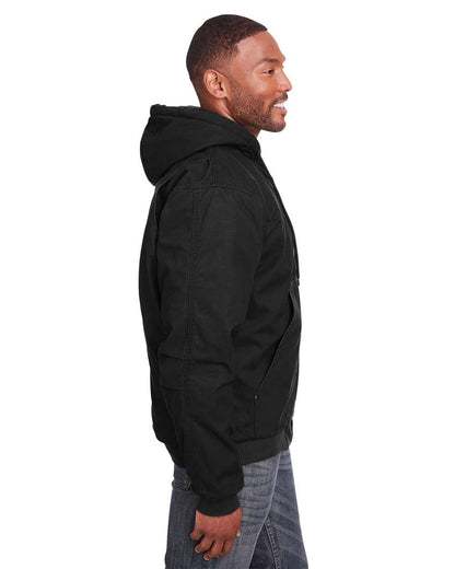 Berne Apparel Men's Tall Heartland Washed Cotton Duck Hooded Jacket HJ375T #colormdl_Black