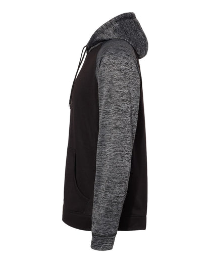 Burnside Men's Performance Raglan Hooded Sweatshirt 8670 #color_Black/ Heather Charcoal