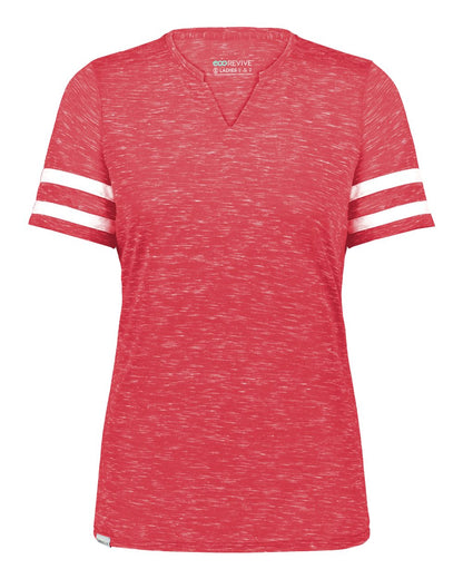 Holloway Women's Eco Revive™ Monterey V-Neck T-Shirt 223245 #color_Scarlet Heather/ White
