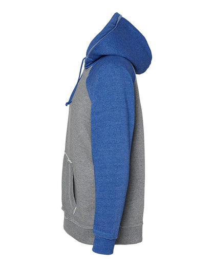 J. America Men's Vintage Heather Hooded Sweatshirt 8885 #color_Smoke Heather/ Vintage Royal Heather