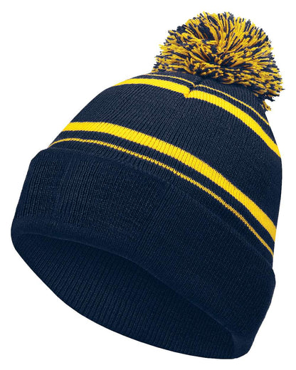 Holloway 8 1/2" Homecoming Beanie 223860 #color_Navy/ Light Gold