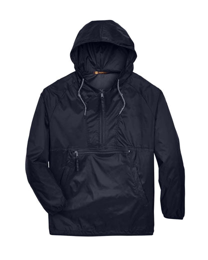 Harriton Unisex Packable Hooded Nylon Jacket M750 #color_Navy