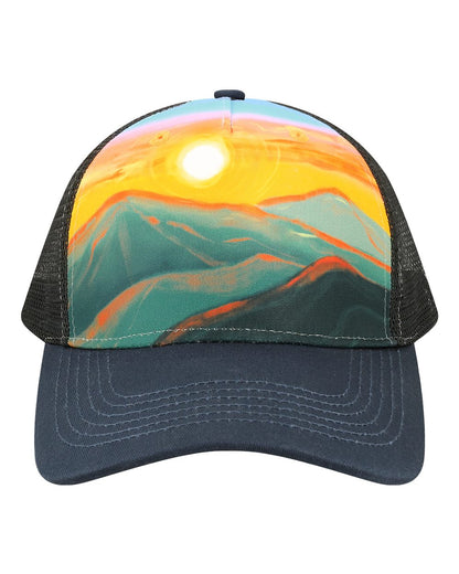 LOCALE Trucker Cap 5PTKR #color_Sunset Hills/ Teal
