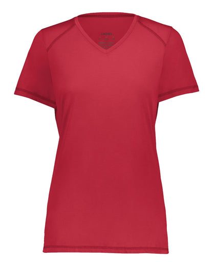 Augusta Sportswear Women's Super Soft-Spun Poly V-Neck T-Shirt 6844 #color_Scarlet