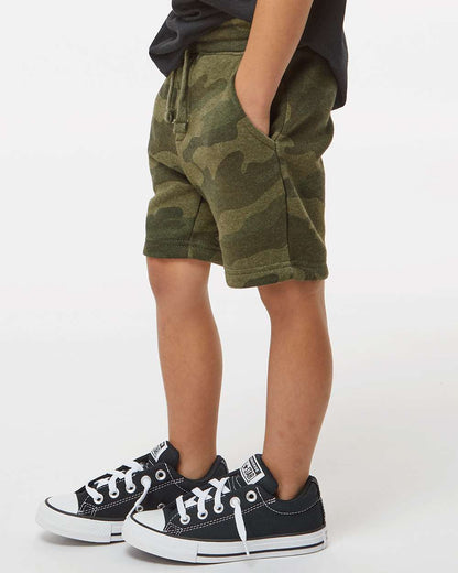 Independent Trading Co. Toddler Lightweight Special Blend Fleece Shorts PRM11SRT #colormdl_Forest Camo Heather