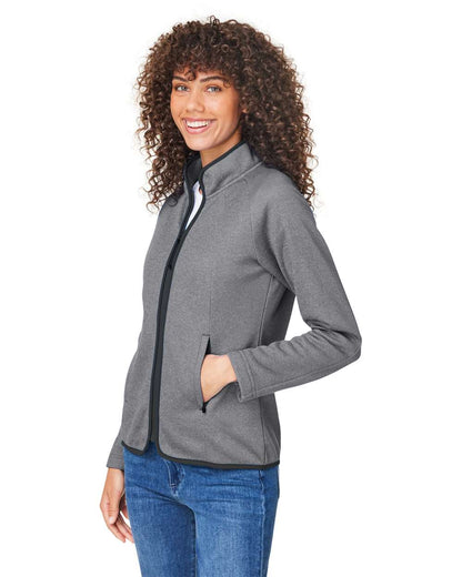 CORE365 Women's Venture Heathered Stripe Full-Zip CE72W #colormdl_Black/ White