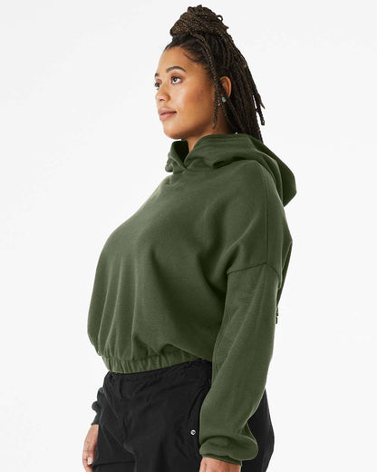 BELLA + CANVAS FWD Fashion Women's Sponge Fleece Cinched Bottom Hoodie 7506 #colormdl_Military Green