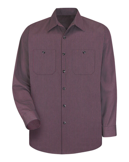 Red Kap Men's Tall Industrial Long Sleeve Work Shirt SP14T #color_RC - Charcoal/ Red