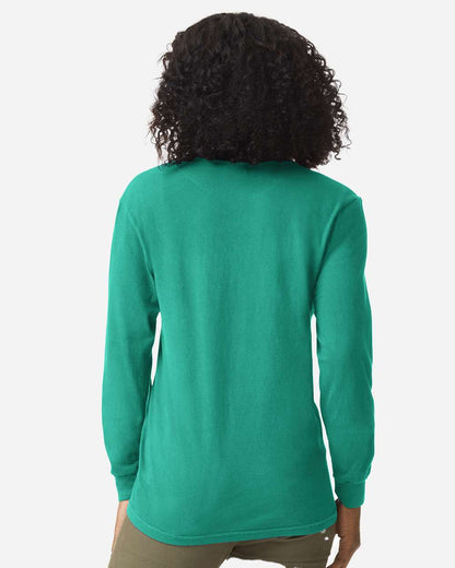 Comfort Colors Unisex Garment-Dyed Heavyweight Long Sleeve Pocket T-Shirt 4410 #colormdl_Island Green