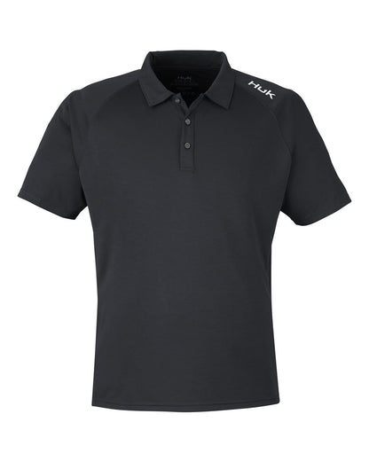 HUK Men's LoPro Solid Performance Polo H12L005 #color_Black
