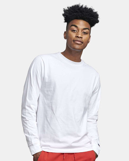 Russell Athletic Unisex Combed Ringspun Long Sleeve T-Shirt 600LRUS #colormdl_White