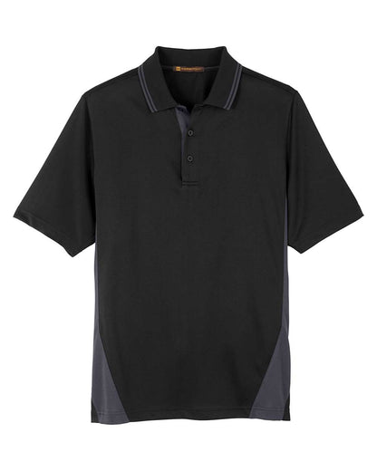 Harriton Men's Flash Snag Protection Plus IL Colorblock Polo M386 #color_Black/ Dark Charcoal