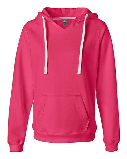 J. America Women's Sueded V-Neck Hooded Sweatshirt 8836 #color_Wildberry