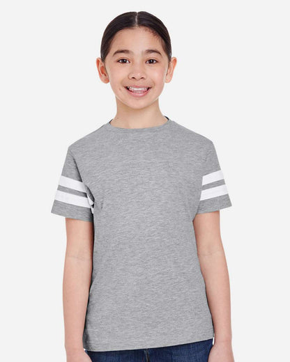 LAT Youth Football Fine Jersey Tee 6137 #colormdl_Vintage Heather/ White