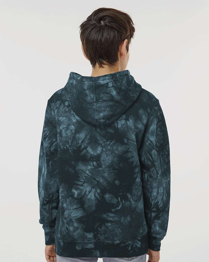 Independent Trading Co. Youth Midweight Tie-Dyed Hooded Sweatshirt PRM1500TD #colormdl_Tie Dye Black