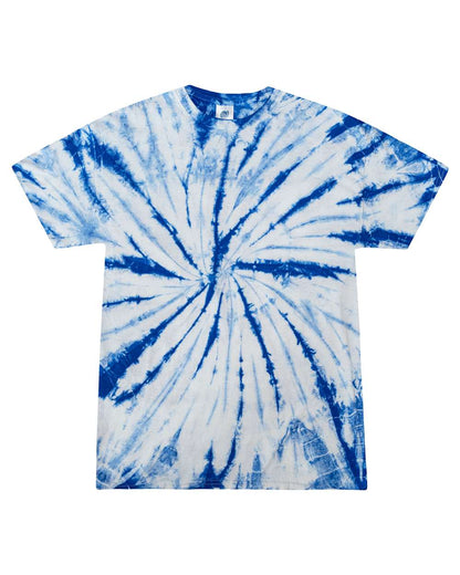 Colortone Youth Multi-Color Tie-Dyed T-Shirt CD1000Y #color_White/ Royal