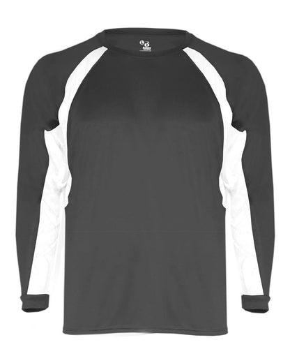 Badger Men's B-Core Hook Long Sleeve T-Shirt 4154 #color_Graphite/ White
