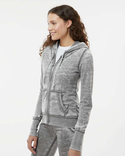 J. America Women's Zen Fleece Full-Zip Hooded Sweatshirt 8913 #colormdl_Cement