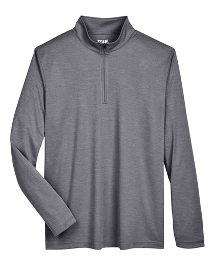 Team 365 Men's Zone Sonic Heather Performance Quarter-Zip Pullover TT31H #color_Dark Grey Heather