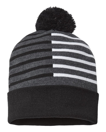 CAP AMERICA USA-Made Half Color Beanie RKH12 #color_Black/ White