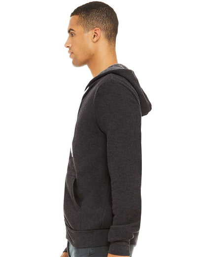 BELLA + CANVAS Unisex Sponge Fleece Full-Zip Hoodie Sweatshirt 3739 #colormdl_Dark Grey Heather