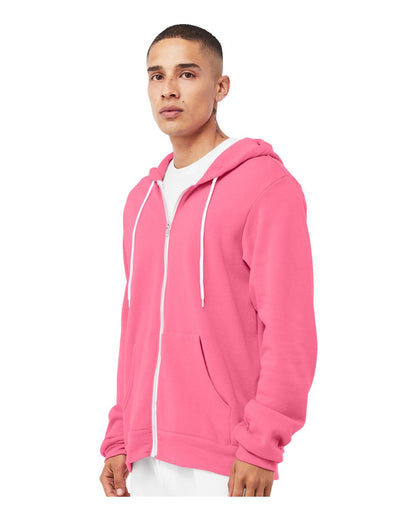 BELLA + CANVAS Sponge Fleece Full-Zip Hoodie 3739 #colormdl_Heather Charity Pink