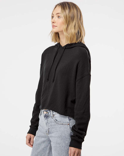 Independent Trading Co. Women’s Lightweight Crop Hooded Sweatshirt AFX64CRP #colormdl_Black