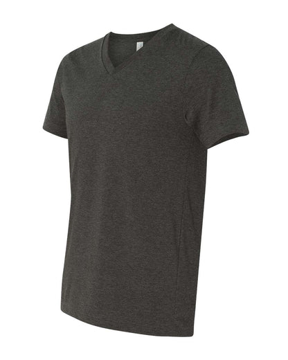 BELLA + CANVAS Unisex Heather CVC V-Neck Tee 3005CVC #color_Dark Grey Heather