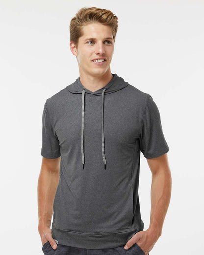 Holloway Men's Eco Revive™ Ventura Soft Knit Short Sleeve Hooded Sweatshirt 222505 #colormdl_Carbon Heather