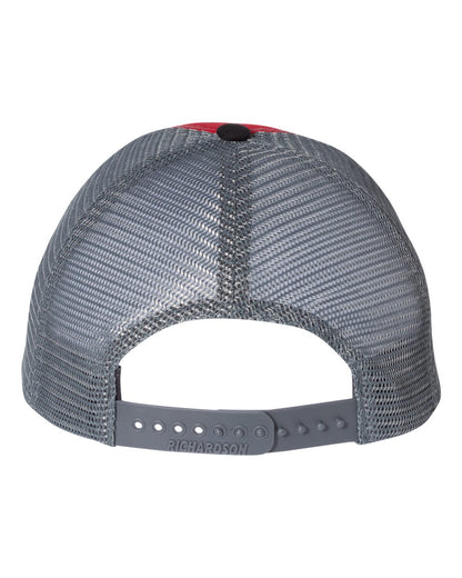 Richardson Garment-Washed Trucker Cap 111 #color_Red/ Charcoal/ Black