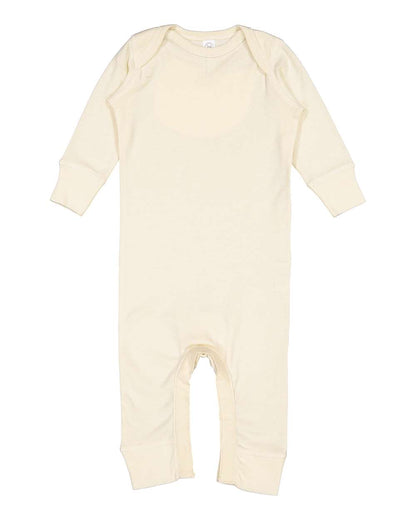 Rabbit Skins Infant Long Legged Baby Rib Bodysuit 4412 #color_Natural