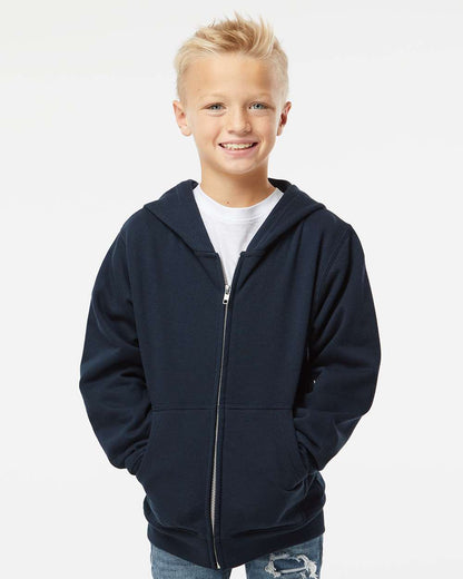 Independent Trading Co. Youth Midweight Full-Zip Hooded Sweatshirt SS4001YZ #colormdl_Navy