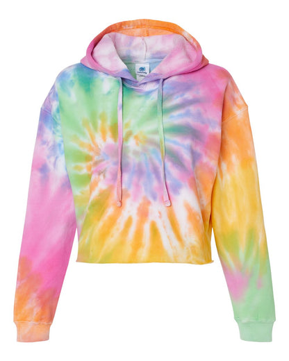 Colortone Women's Tie-Dyed Crop Hooded Sweatshirt 8333 #color_Eternity