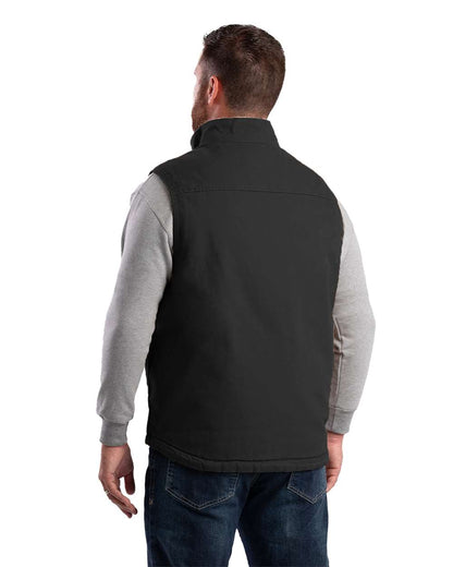 Berne Apparel Men's Heartland Sherpa-Lined Washed Duck Vest V818 #colormdl_Black
