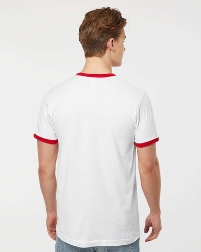 Tultex Fine Jersey Ringer T-Shirt 246 #colormdl_White/ Red