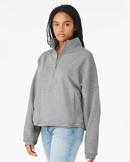 BELLA + CANVAS Women’s Sponge Fleece Half Zip Pullover 3953 #colormdl_Athletic Heather