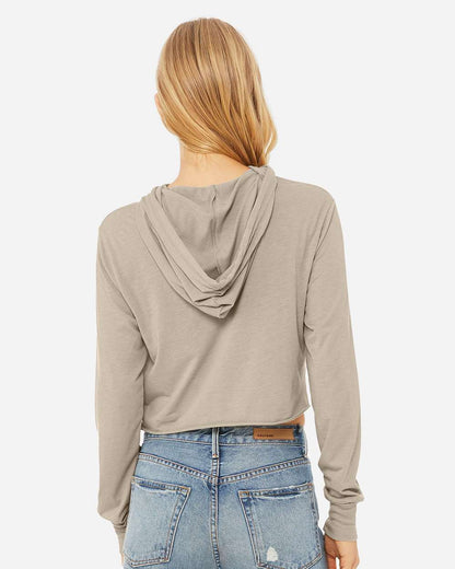 BELLA + CANVAS Women’s Triblend Crop Long Sleeve Hoodie 8512 #colormdl_Tan Triblend