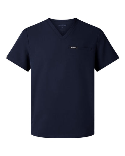 Jaanuu Men's Platt 3-Pocket Scrub V-Neck Top M10002 #color_Midnight Navy