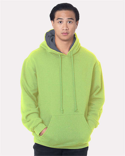 Bayside USA-Made Super Heavy Thermal Lined Hooded Sweatshirt 930 #colormdl_Lime Green/ Dark Grey