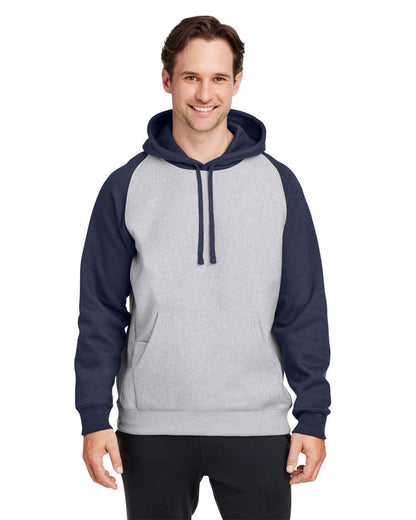 Team 365 Unisex Zone HydroSport™ Heavyweight Colorblock Hooded Sweatshirt TT96CB #colormdl_Athletic Heather/ Sport Dark Navy