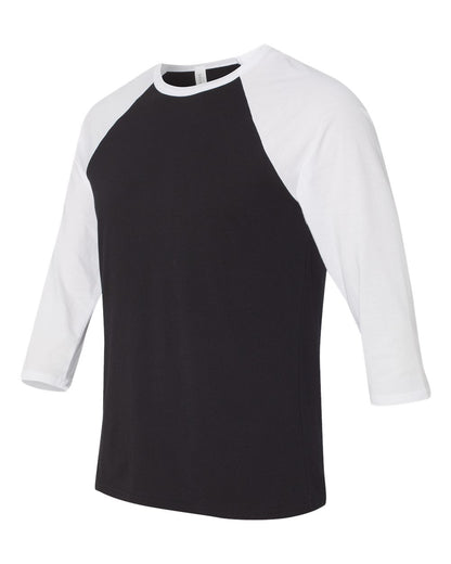 BELLA + CANVAS Three-Quarter Sleeve Baseball Tee 3200 #color_Black/ White