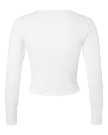 American Apparel Women's Baby Rib Long Sleeve Cropped Tee BR2107 #color_White