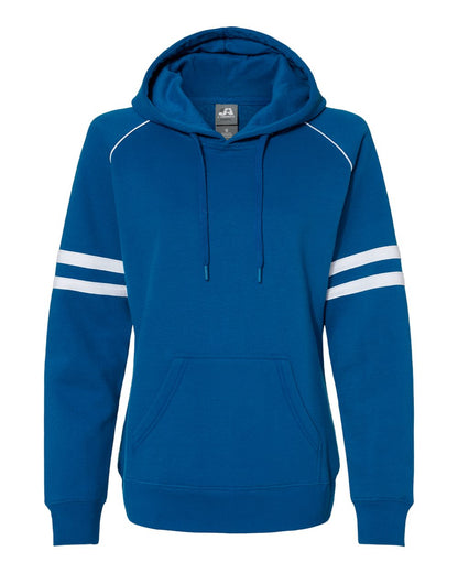 J. America Women's Varsity Fleece Piped Hooded Sweatshirt 8645 #color_Royal