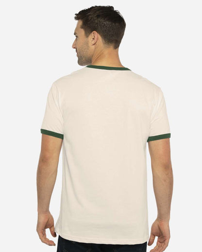 Next Level Unisex Cotton Ringer T-Shirt 3604 #colormdl_Natural/ Forest Green