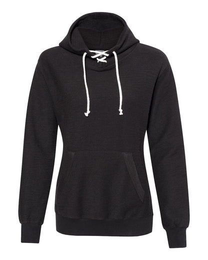 J. America Women’s French Terry Sport Lace Scuba Hooded Sweatshirt 8694 #color_Black